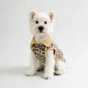 Leopard Print Fleece Dog Vest Warm Winter Pet Outfit