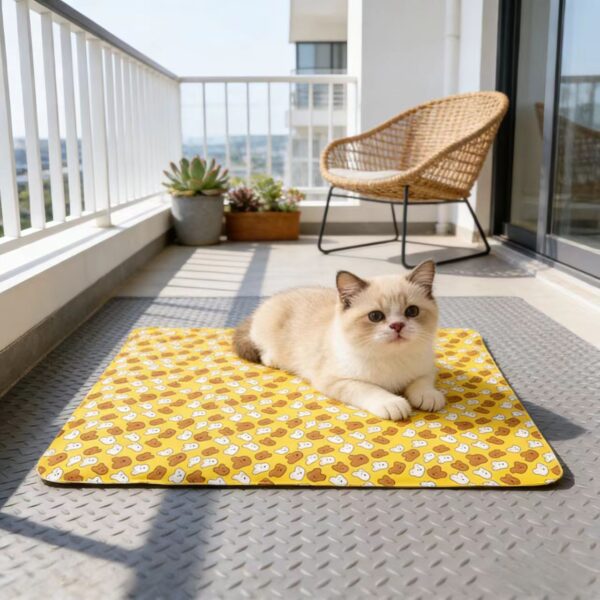 黄色小熊图案宠物猫狗冰垫 (1)