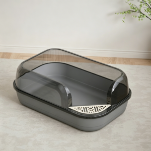 Semi-Enclosed Slant Entry Cat Litter Box