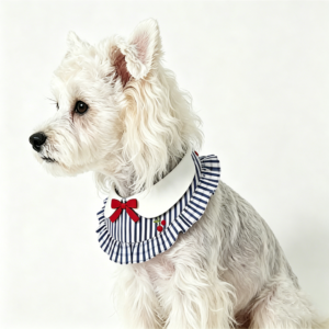 Dog Food Bib Cute Plaid Collar Design