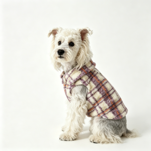 Winter Plaid Fleece Dog Vest Warm Sleeveless Coat with Leash Hole for Small Dogs