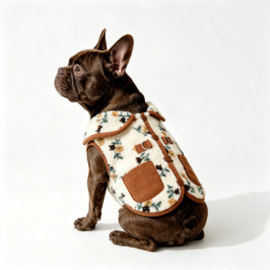 Warm Fleece Dog Vest Floral Print Collared Winter Jacket