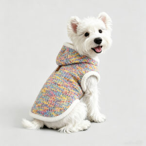 Multicolor Knit Pet Hooded Jacket Soft & Warm for Small to Medium Pets