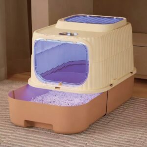 Drawer Enclosed Cat Litter Box UV Sanitization Odor Control Large Cat Toilet
