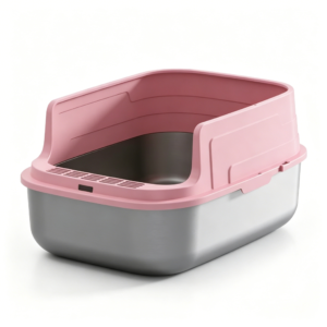 Jumbo Semi-Enclosed Stainless Steel Cat Litter Box