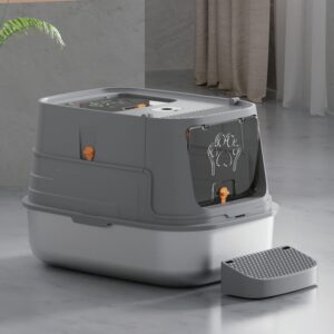 Large Enclosed Stainless Steel Cat Litter Box