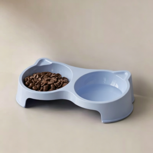 Cat Ear Double Pet Bowl Food and Water Feeder for Cats Small Dogs
