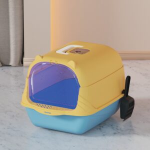 Closed Cat Litter Box with Cute Cat Ear Design