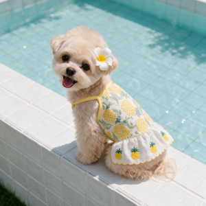 Summer Pineapple Embroidery Dog Sling Dress for Small Dogs