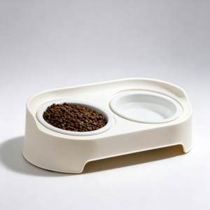 Ceramic Double Pet Bowl Food and Water Feeder for Cats and Dogs